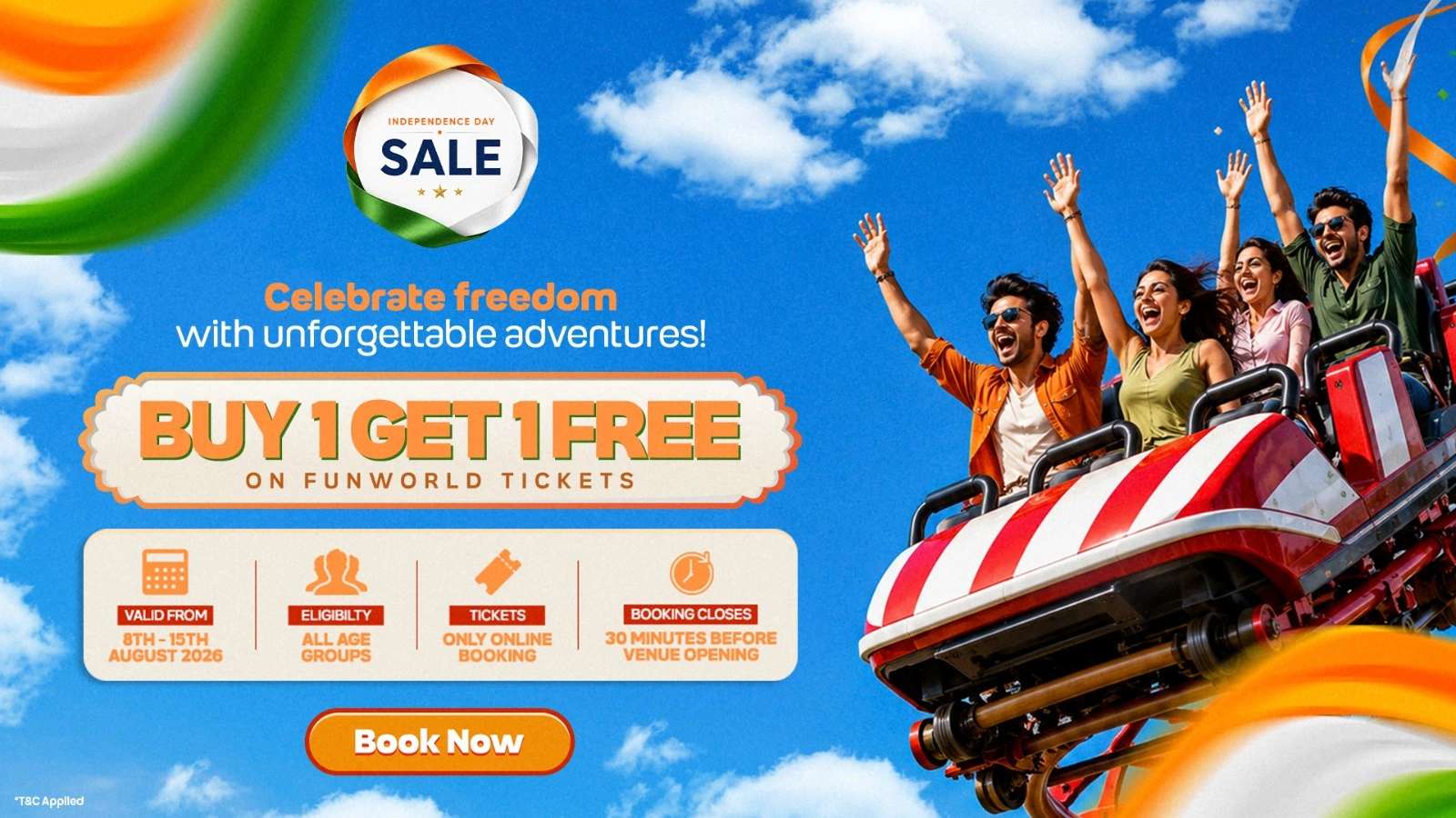 Independence Week Celebration Offer – Buy 1 Get 1 on Funworld Tickets